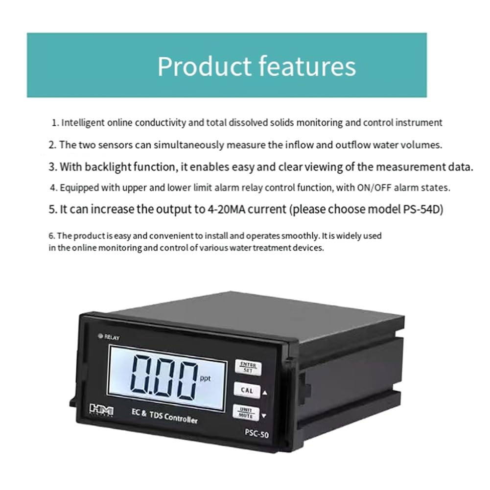 Controlador de Monitor TDS EC Medidor de Conductividad Tratamiento de Agua Industrial Controlador de Conductividad EC PH