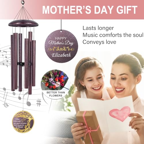 Image of Birthday Gifts for Mom, Personalized Wind Chime Tree of Life, for Mommy from Son Daughter, Happy Mother Day for the Best Mom