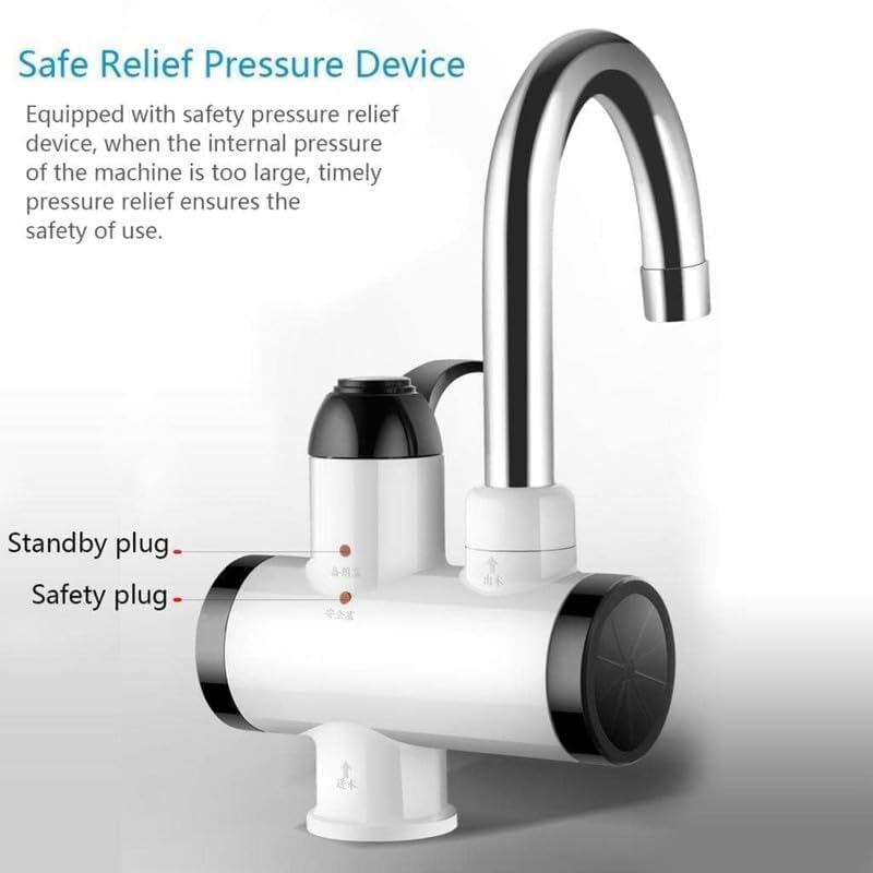 Image of TEKCOOL Instant Electric Water Heater Faucet - Tankless Hot Water Heater for Kitchen & Bathroom, Energy-Efficient with Adjustable Temperature Control.
