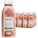 Saturo Astronautennahrung Strawberry | Trinkmahlzeit | 36 g Protein, zuckerfrei, 400 kcal | Trinknahrung Mit Wertvollen Nährstoffen | 6 x 400 ml