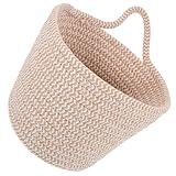 jojofuny Runder Kleiner Aufbewahrungskorb aus Robustem Baumwollseil Hängender Organizer für Pflanzen und Kleinteile Platzsparender Flechtkorb für Wand Tischdekoration im Boho stil