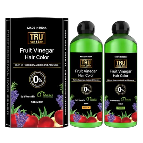 TRU HAIR & SKIN Fruit Vinegar Hair Color for Men and women | Natural Hair Color Dye for Black Hair-500ml X 2