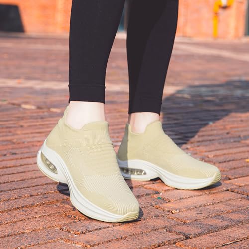 Image of DOUSSPRT Womens Walking Shoes Slip on Sock Sneakers Lady Girls Nurse Mesh Air Cushion Platform Loafers Fashion Casual