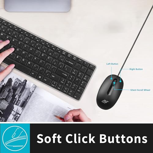 Ant Value OM120 Wired Optical Mouse, 1000 DPI, 3ft Cable, Easy and Accurate Scroll Button, Optical Sensor Computer Mouse, Left and Right-Hand Use... - Image 6