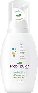Alcohol Free Foam Hand Sanitizer, 0.15% Benzalkonium Chloride, Hypoallergenic, Fragrance Free, Safer for Kids, 250mL 2-Pack