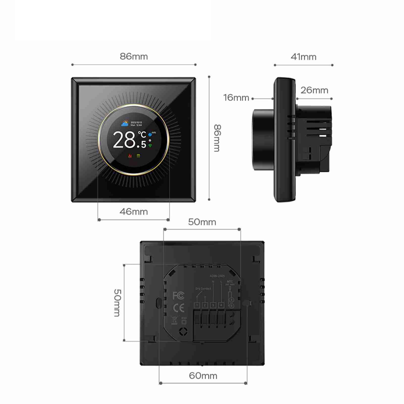 Termostato inteligente con control de temperatura WiFi con pantalla de 1,35 pulgadas para el hogar, 7 luces de ambiente, compatible con calefacción de agua, suelo radiante, caldera de gas