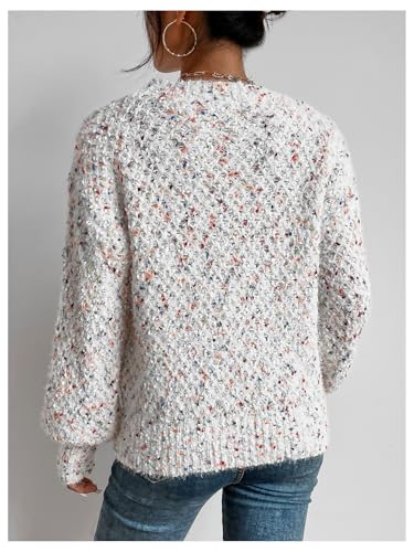 Image of MakeMeChic Women's Space Dye Round Neck Long Sleeve Sweater Casual Knitted Pullover Tops Multicolor X-Small