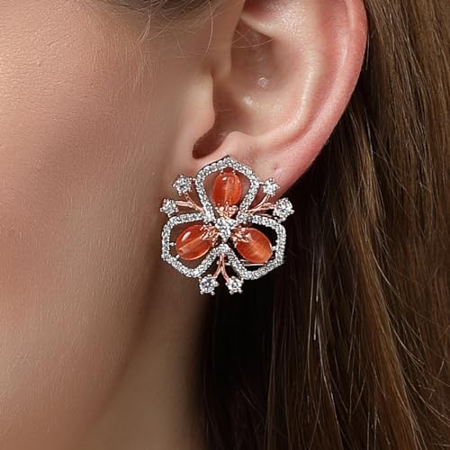 Image of Karatcart Women Green American Diamond Stud Earrings