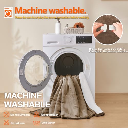 Image of Wearable Heated Blanket With Sleeves & Foot Pocket, Heated Throw Blankets Fast Heating Blanket With 10 Heat Settings Auto Shut Off Over-Heat Protection-Warm Gift, Machine Washable, 52 inch*72 inch+18 inch