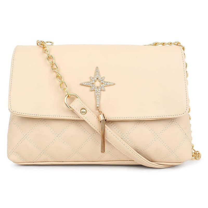 HIGHCRAFT PU Leather Latest Stylish Trendy Sling Crossbody Bag for girls and women Zip closure (Cream) (B09RK7GV4V) Amazon Price History, Amazon Price Tracker