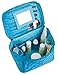 EN'DA professional Large Cosmetic Bag With Big Clear Mirror Full Of Capacity For Organize All Of Your Makeups (Blue)