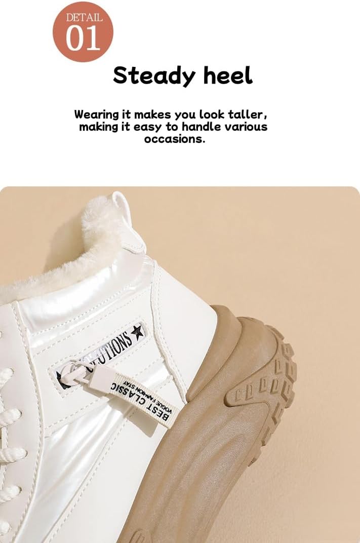 CROSSBABY Women's Winter Plus Velvet New Versatile Warm High Top Boots Winter Shoes