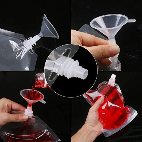 20 Pieces Plastic Flasks Reusable Liquor Drink Juice Pouches With Spout Concealable Drinking Flasks Bags Adults Sneak Alcohol Water Bottle 250Ml & 350Ml With Funnel #TOP2