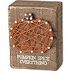 Primitives by Kathy Distressed Wood Slat Sign Pumpkin spice everything with Hand Strung Heart Wall Art Desk Decor for Home