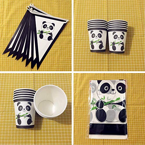 Amycute 75 stuks panda-verjaardagsdecoratie, panda-feestservies, kartonnen borden voor kinderverjaardag, panda-partyset… - Image 6