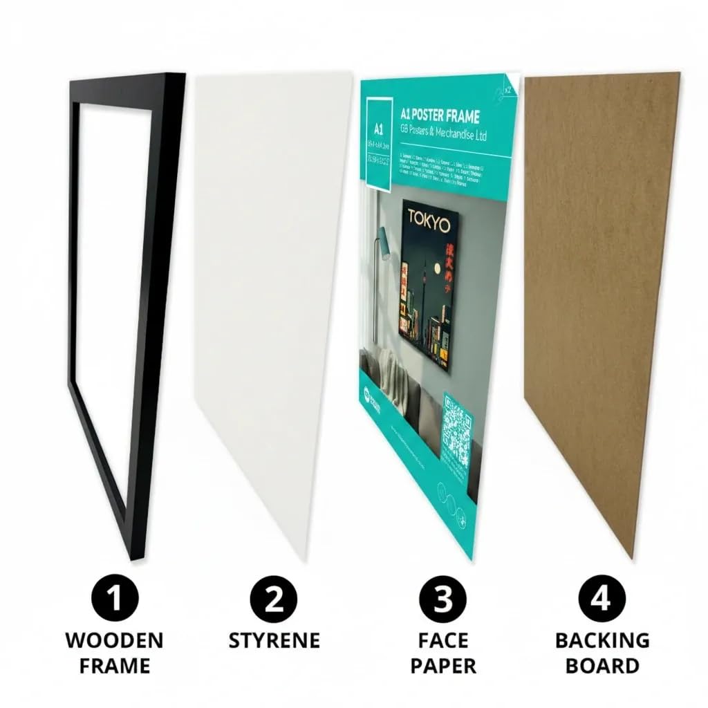GB Eye FMA1A1BK Eton - Cornice MDF per Poster A1, Nero, 59.4 x 84.1 cm