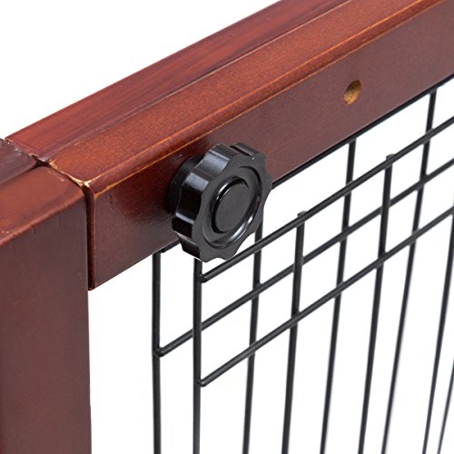 image for S AFSTAR Adjustable Freestanding Wooden Pet Dog Gate Solid Fence Playp