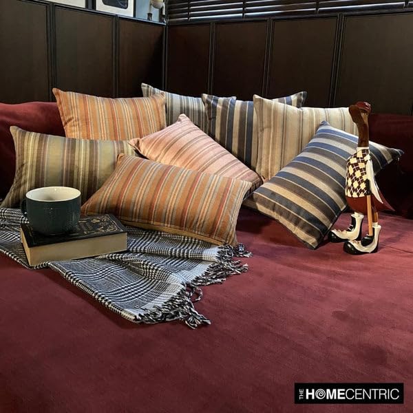 Amazon.co.jp: ストライプ 装飾 ベージュ クッションカバー 2個パック