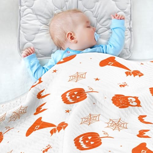 Burbuja Owl Pumpkins Hats Baby Blanket for Boys Girls, Nursery Soft Warm Swaddling Receiving Baby Blankets, 30x40 in Toddler Blanket4