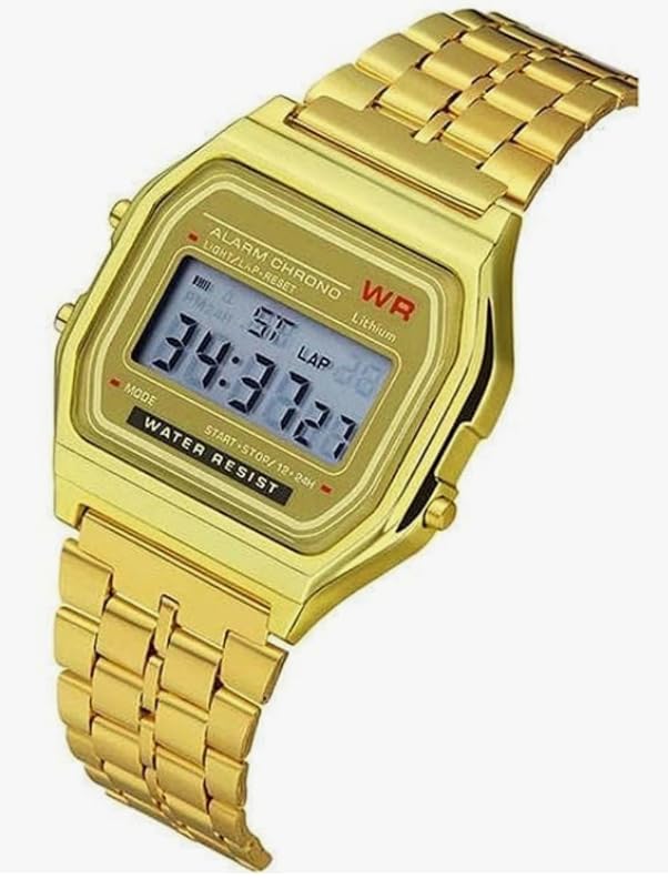 Image of AROA Premium Brand Vintage Series Digital Sports Square 4 Colours Dial LED Unisex Stainless Steel Strap Watch for Men's Watch for Women's Multicolor