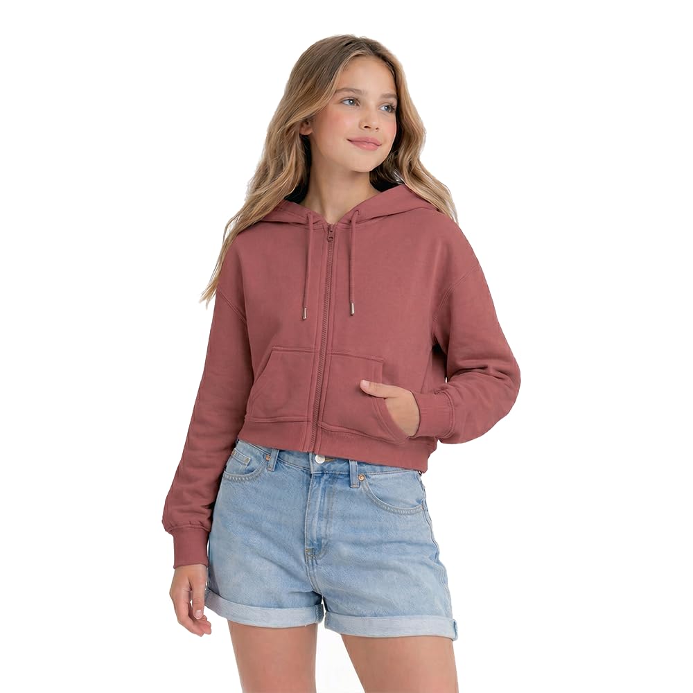 HOODLIFE Girls Cropped Zip-Up Hoodie Sweatshirt Soft Cotton Blend Crop Jacket with Hood, Drawstring & Front Pocket Casual ... - Review, Price and Buying Guide