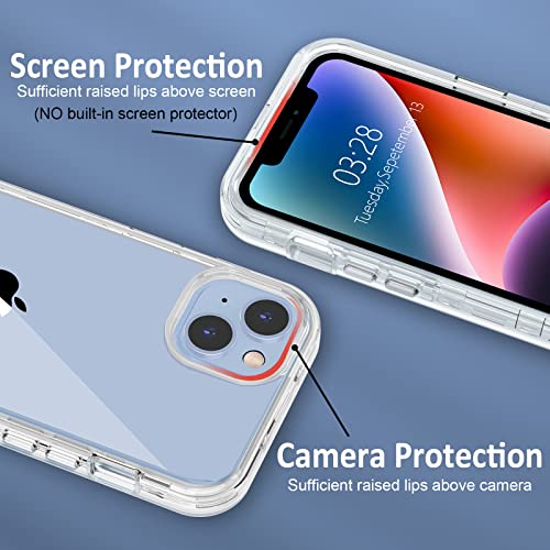 Anuck Case For Iphone 14 Case 6.1 Inch, Crystal Clear Heavy Duty Defender Phone Case 3 Layer Shockproof Full-Body Protective Case Hard Pc Shell & Soft Tpu Bumper Cover For Women Girls, Clear #TOP2