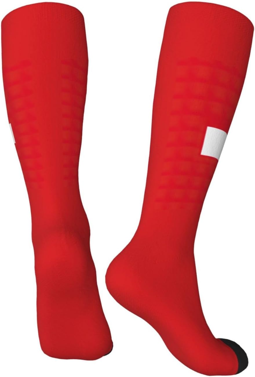 Swiss Flag Print Adult Socks, Elastic Stretch Socks,Soft Breathable For Daily Sports Casual Wear