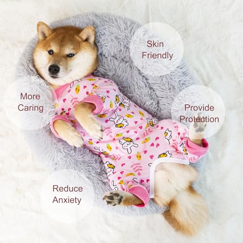 Image of Dog Recovery Suit for Small Medium Large Dogs, Pet Onesie After Surgery Comfort Dog Bodysuit Anti Licking (Bunny Carrot,4XL)