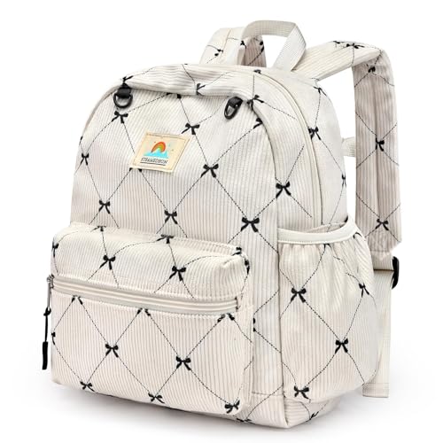 Image of STEAMEDBUN Corduroy Toddler Backpack for Girls 2-4: Kids backpack for Boys Girls - 12 inch Preschool Kindergarten Backpacks - Bow