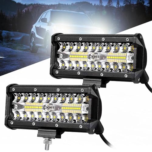BORDEAG Phare de Travail LED 240W, Barre Longue Portée IP67 Spot et Inondation, Feux Additionnels pour Moto Tracteur Voiture Camion Quad