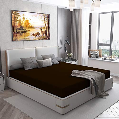 Image of Lithara Cotts Wonder Mattress Protector for Double Bed | Water Resistant & Stretchable Fabric | Queen Size : 72 x 60 Inches (6x5 Feet) | (Coffee)