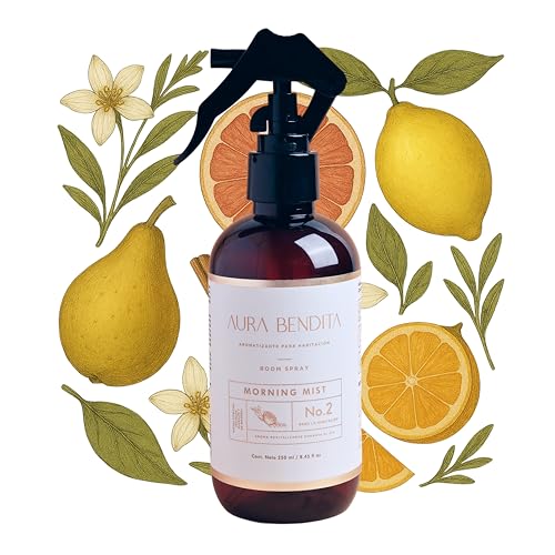 La mejor selección de Fragancias para el hogar - los preferidos. 50 Room Spray Morning Mist 250mL | Notas Cítricas, Florales y Amaderadas (Fragancia Fina y Duradera) | Aromatizante para Hogar, Cuarto y Telas AURA BENDITA
