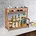 COOGOU Kitchen Countertop Organizer Bamboo Spice Rack - Coffee Station Organizer Countertop Shelf 2 Tier Storage Stand, Vintage Rustic Wooden Syrup Sauce Jar Bottle Spice Makeup Display Holder