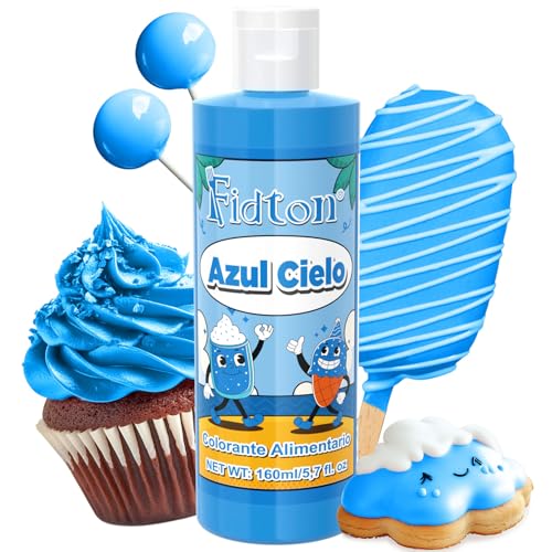 Colorante Alimentario 160ml - Gran Capacidad Colorantes Alimentarios Reposteria Altamente Concentrado para Decoración de Pasteles, Colorante Alimenticio para Fondant Colores, Donuts - Azul Cielo