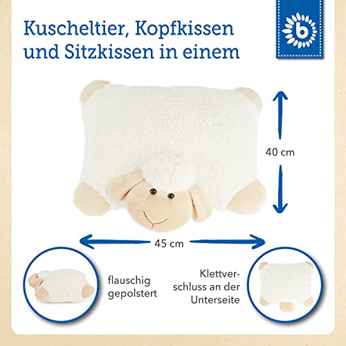 Bieco XXL Schaf Kuscheltier Groß 45 cm Plüschtier Weiß aufklappbar Kinder Kissen Schmusetier, riesen Kuscheltiere, Plüschtier Groß, Zierkissen, Dekokissen, Lieblingsmensch, Sheepworld