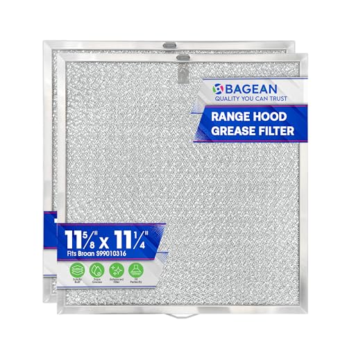Bagean Stove Hood Vent Filter 11.60 x 11.22 BPQTAF S99010316 Compatible with Broan Range Hood Filter Replacement - Aluminum Mesh Kitchen Overhead Fan Screen - Blocks Grease & Filters Oven Air (2-Pk)