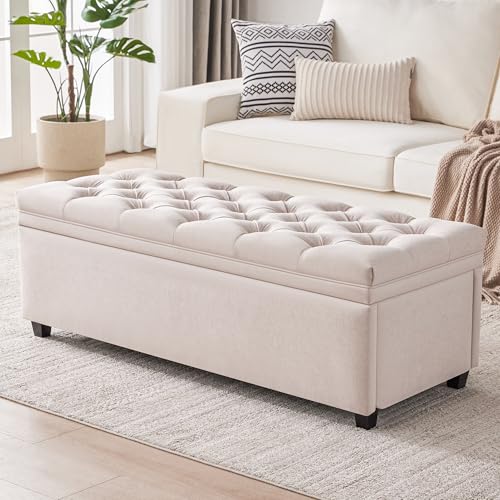 Mangodan 50' Storage Ottoman Bench, Tufted Ottoman with Storage for Living Room, Large End of Bed...