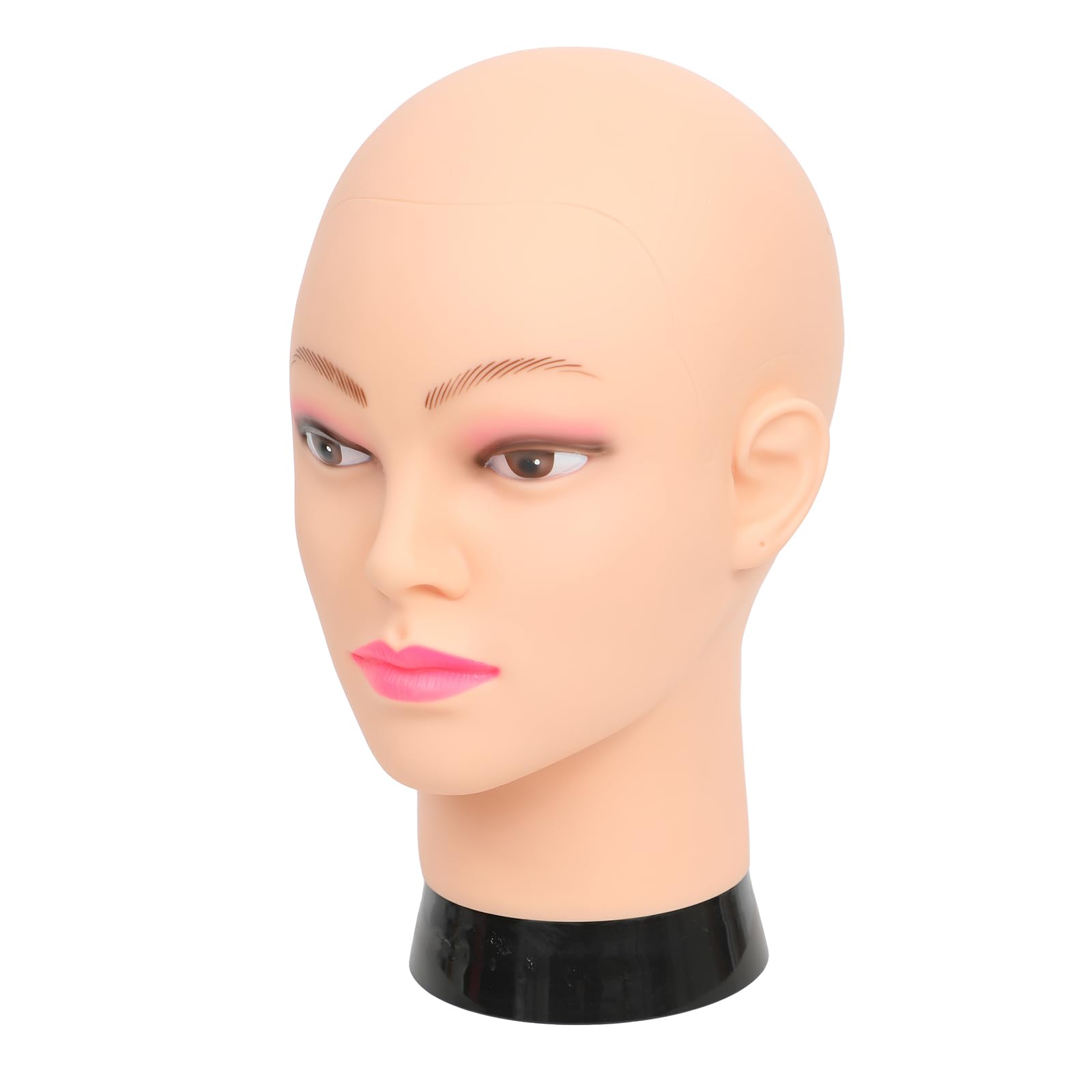 Tête de mannequin chauve pour femme - Tête de mannequin chauve pour la fabrication de perruques et présentoir - Avec pince de table gratuite (GT-B)