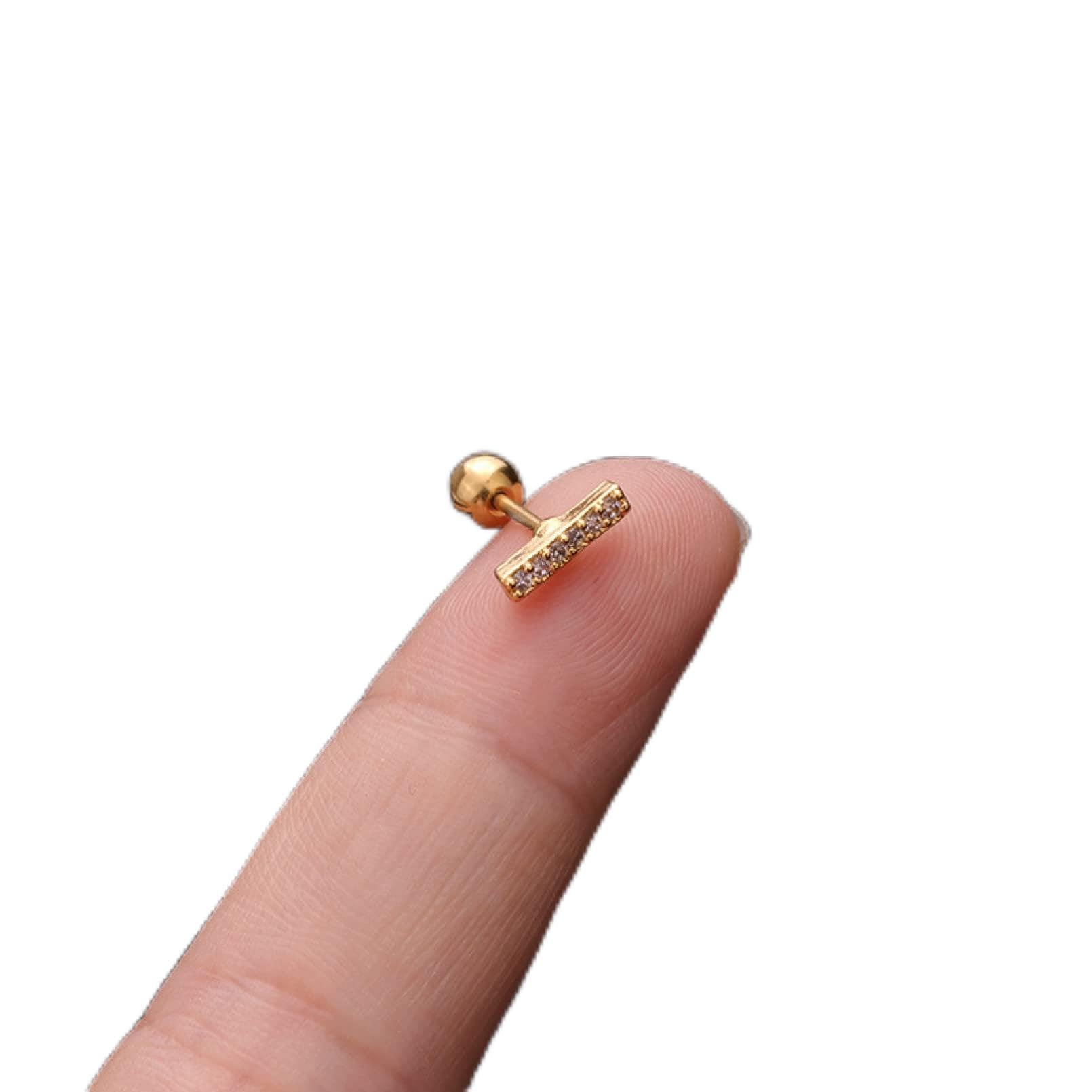 QHQQXN Pendientes Pendientes De Plata para Mujer, 1 Pieza Estrella Luna Cruz Corona Corazón Flores Circón Pendientes De Cobre Tornillo Clásico Chica Piercing Joyería Regalos para Novia, Esposa,