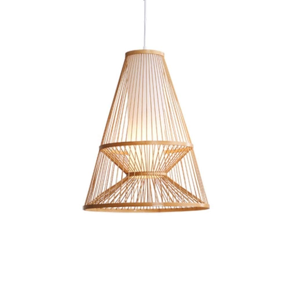 CSXSXAUO Southeast Asian Tropical DIY Wicker Rattan Ceiling Lamp Japanese-style Simple Lantern Chandelier Pendant Light Hotel Dining Room Bamboo Weaving Lampshade E27 Height Adjustable, 45