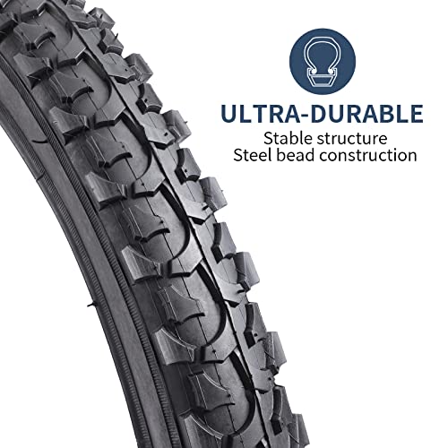 2 Pack 20" Mountain Bike Tires 20" X 1.95" (50-406) Plus 2 Pack 20" Bike Tubes Compatible With 20X1.95 Bike Tire And Tubes (P1016-Black) #TOP3
