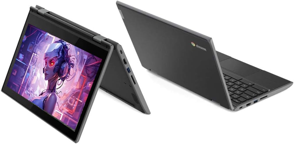 Lenovo Chromebook 300e 11,6 pouces Écran tactile 2 en 1 Intel Celeron N4020 1,1 GHz RAM 4 Go SSD 32 Go Chrome OS Reconditionné