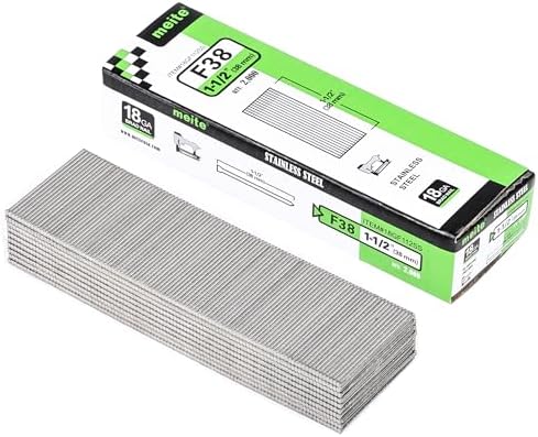 meite 18 Gauge Stainless Steel Brad Nails, 1-1/2 Inch 18GA Brad Nails, 304 Stainless Steel Small Finishing Nail Gun Nails for Pneumatic, Electric Brad Nailer Gun (2,000 Counts)