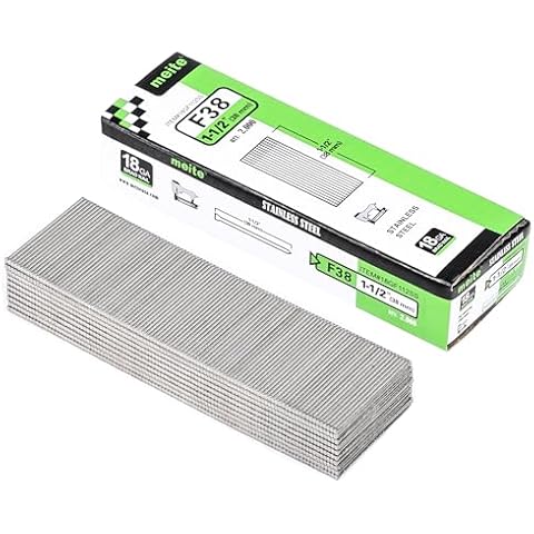 meite 18 Gauge Stainless Steel Brad Nails, 1-1/2 Inch 18GA Brad Nails, 304 Stainless Steel Small Finishing Nail Gun Nails for Pneumatic, Electric Brad Nailer Gun (2,000 Counts) Cover