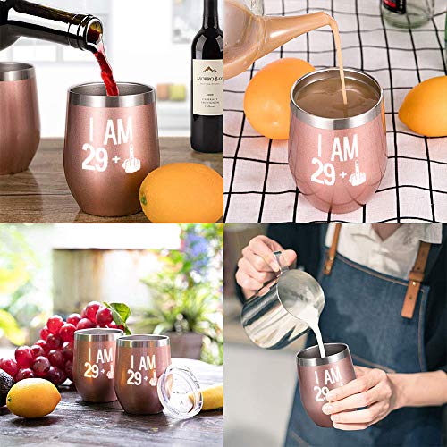 Taza de Viaje, Winzwon Termo Taza Copa de Cumpleaños 30, Travel Mug Frasco de Vacío de Acero Inoxidable para Vino, Café… - Imagen 3