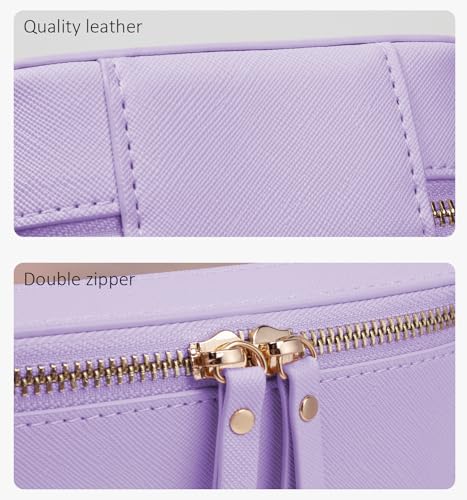 Image of LETGO Clear Mahjong Tile Bag Set,Large Capacity Clear Toiletry Bag for Women Travel Makeup Bag,Vegan Leather Cosmetic Pouch Car Bag for Essentials(Mini+Large Purple)