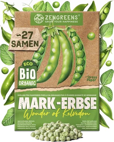 ZenGreens - Bio Mark-Erbsen Samen (Wonder of Kelvedon) - Mark-Erbsensamen - Gemüsesamen für den einfachen Anbau im Garten Balkon oder Hochbeet - Gemüse Saatgut