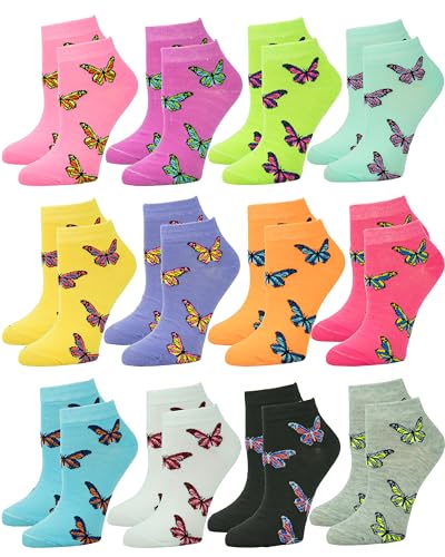 Image of Gelante 12-Pair Women's Ankle Socks, Colorful Comfortable Lightweight Breathable Athletic