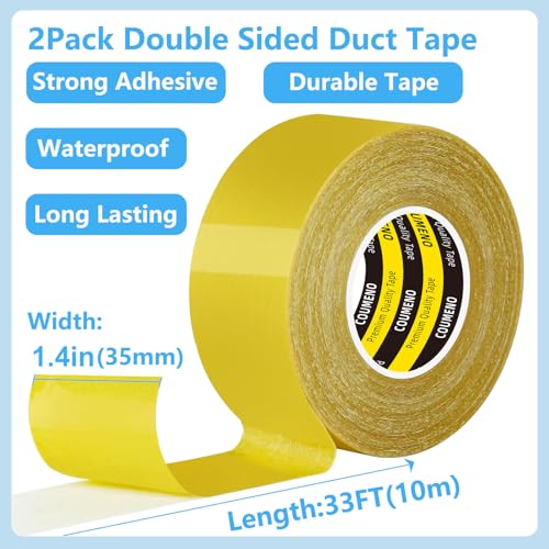 Image of Thin Double Sided Tape Heavy Duty, 1.4in x 33FT Clear Mesh Double Sided Duct Tape, Strong Wall Mounting Tape Waterproof Adhesive Strips for Fabric, Crafts, Outdoor & Indoor, Cinta Doble Cara