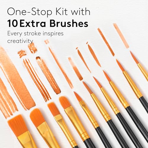 Acrylic Paint Set 24 Colors 36ml/1.2oz, Acrylic Paint Tubes Set with 10 Brushes, Smooth Blend & Mix Acrylic Paint for Kids Adults Beginners Artists, Painting on Canvas, Paper, Wood Crafts, Easy to Use